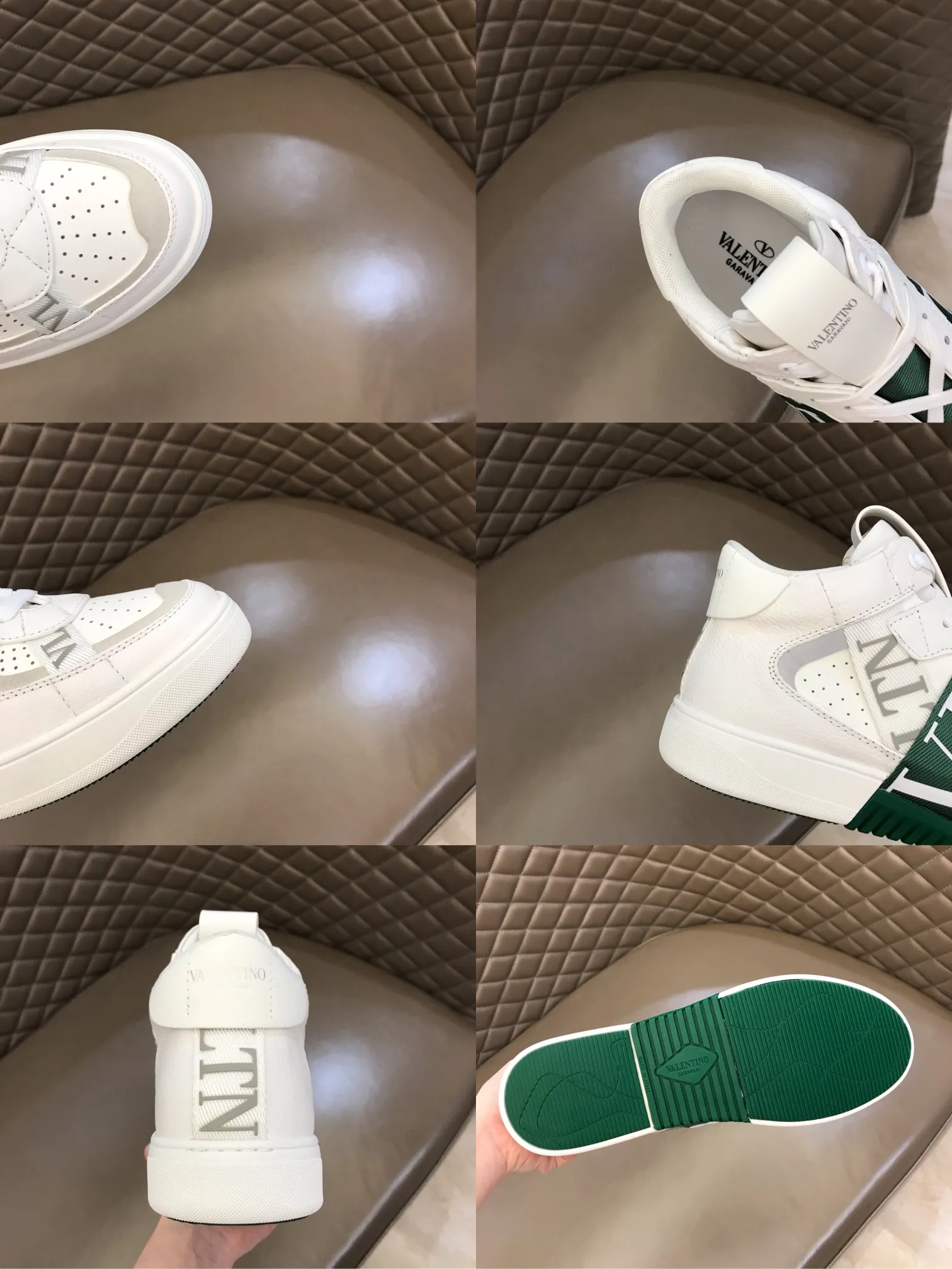 p480 "VALETINO**" new high-top 🆕 calfskin lace-up sneakers. No man should be able to refuse these shoes. The classic color scheme is so handsome! Purchase a high-precision replica of the original version to instantly sell off the market currency! 6 VLTN logo rubber effect straps - Valentino Garavani Logo printed on the back and tongue, all materials are customized to ensure quality! Size: 38-44